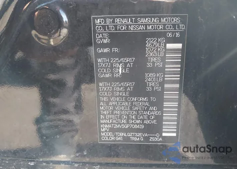 2016 Nissan Rogue Sv из США, поврежденный, VIN KNMAT2MV5GP708419